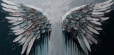 Abstract Black Gray Feather Large Size Wings Canvas