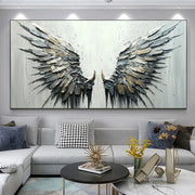 Abstract Black Gray Feather Large Size Wings Canvas