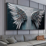 Abstract Black Gray Feather Large Size Wings Canvas