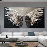 Abstract Black Gray Feather Large Size Wings Canvas