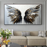 Abstract Black Gray Feather Large Size Wings Canvas